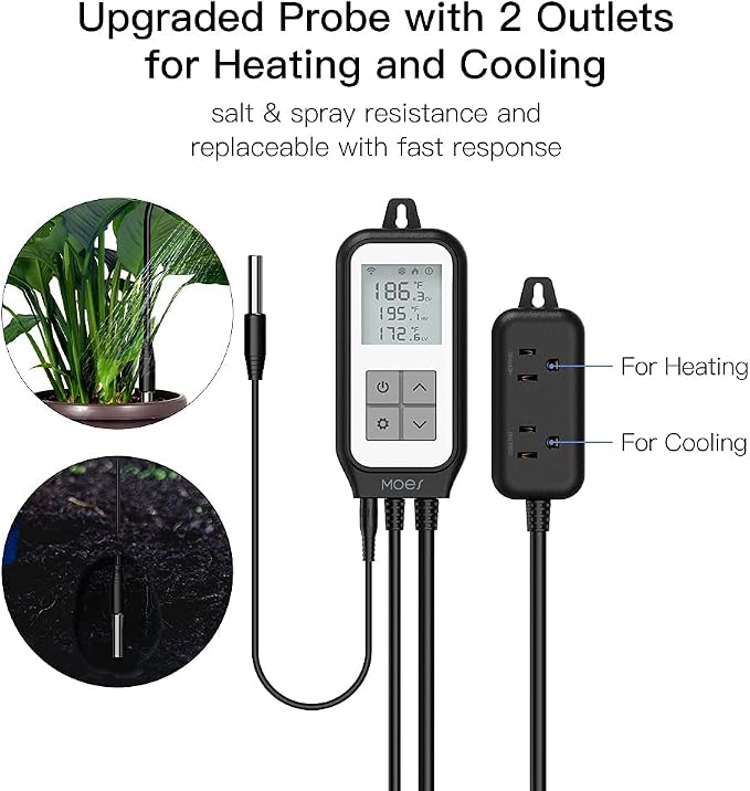 MOES Smart WiFi Cooling Heating Thermostat Outlet, Tuya Digital Temperature - Image 8
