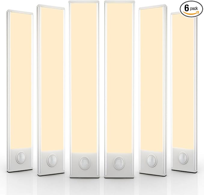 6 Pack Under Cabinet Lighting Wireless, 58 LED Rechargeable Battery Motion by BuyNow