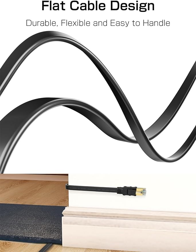 Senetem Cat 8 Ethernet Cable 20FT, High Speed 40Gbps 2000Mhz Flat Internet - Image 5