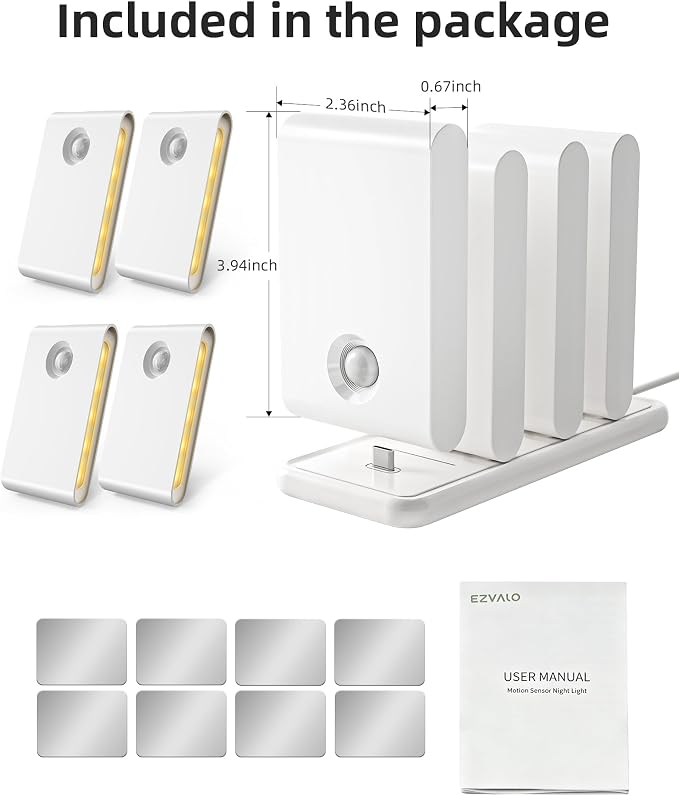 EZVALO Motion Sensor Night Lights, Rechargeable 1500mAh LED Stair Lights - Image 9