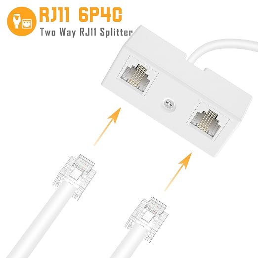 Uvital RJ11 Duplex Wall Jack Adapter Dual Phone Line Splitter, Two Way - Image 5