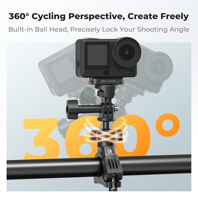 K&F CONCEPT Handlebar Bike Motorcycle Mount, 360° Rotation Camera Clamp Mount - Image 4