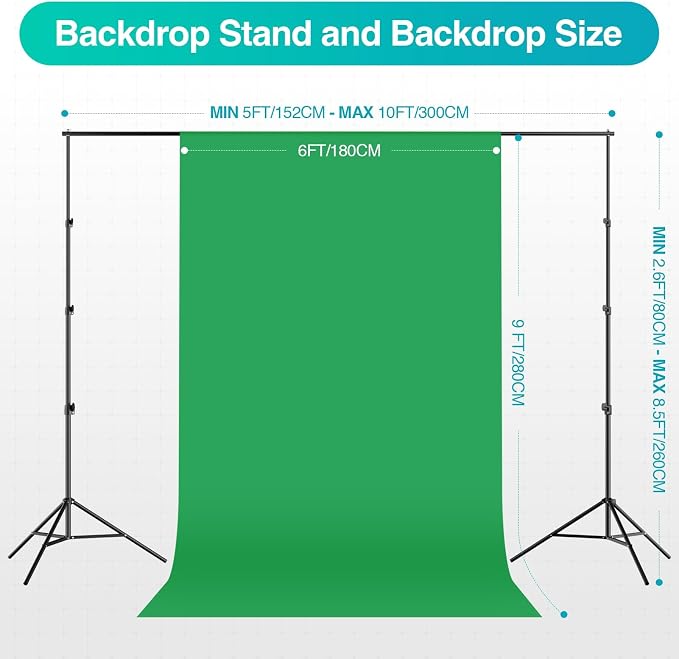 EMART 8.5 x 10 ft Backdrop Support System, Professional Photography Lighting Kit - Image 2