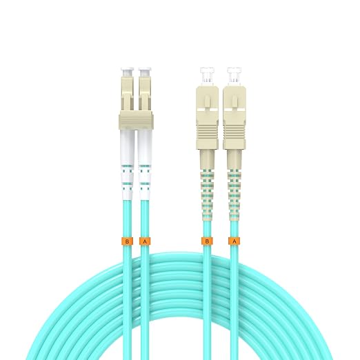 Fiber Patch Cable 164ft/50meters LC/UPC to SC/UPC OM3 10Gb/Gigabit MultiMode by Buacoz