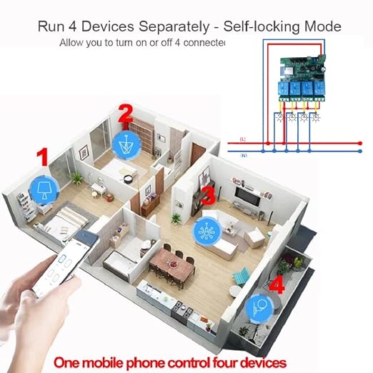 4 Channel Smart WiFi RF Bluetooth Wireless Dry Contact Relay Switch Module - Image 5