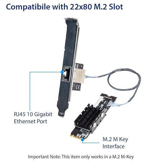 IO Crest 10 Gigabit M.2 M Key Ethernet Network Expansion Card - Image 4