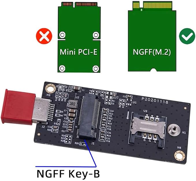 Xiwai M.2 Key-B NGFF WWAN to USB 3.0 Riser Card Adapter w SIM Slot - Image 6