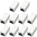 RJ45 Cat6 Coupler Ethernet Extender Connector, 10 Pack in line Coupler Cat7 by QINGLER