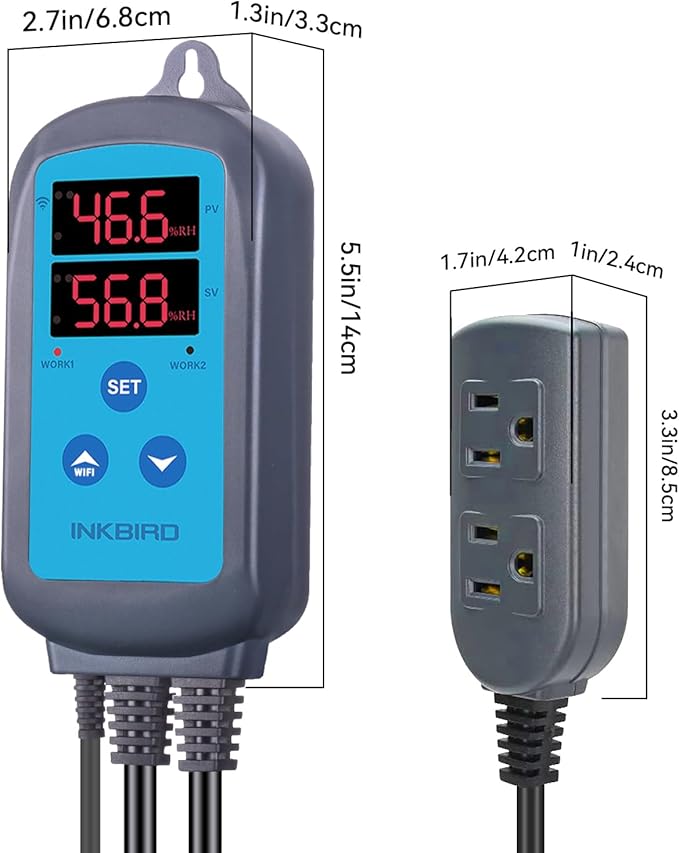 Inkbird Digital Wi-Fi Humidity Controller IHC-200 Dual Outlet Pre-Wired - Image 9