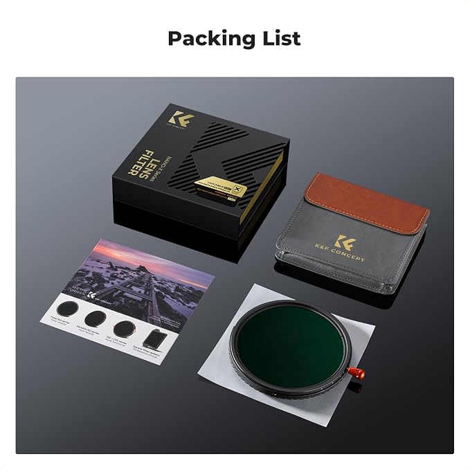 K&F CONCEPT 49mm Black Diffusion Mist Effect 1/4 & Variable ND2-32 & Circular - Image 8