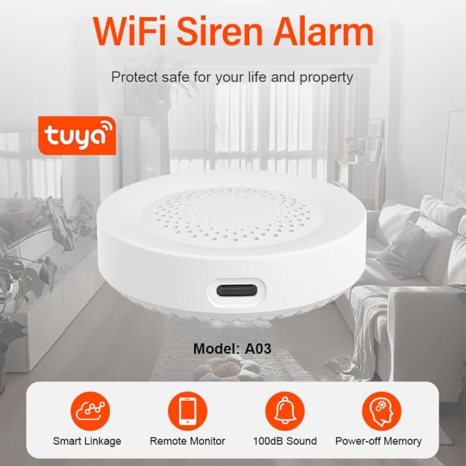 WiFi Smart Siren Alarm: 100db Sounder, App Control, Wireless Burglar Alarm - Image 2