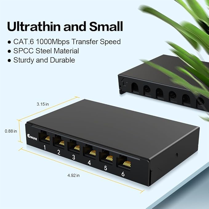 6 Port Patch Panel 0.5U CAT6 Keystone Patch Panel - Image 2