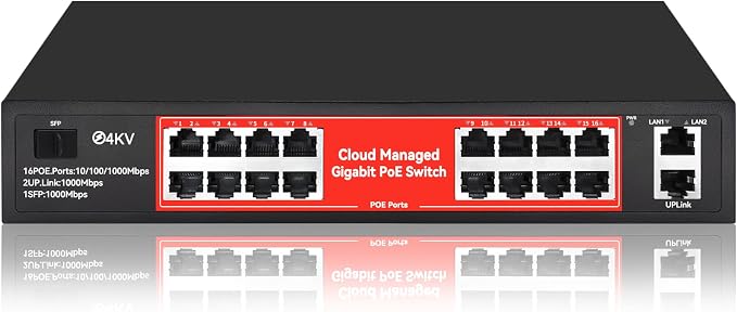STEAMEMO 16 Port Gigabit PoE Switch, Smart Managed Gigabit Ethernet Switch by STEAMEMO