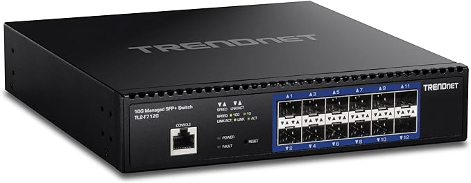 TRENDnet 12-Port 10G Layer 2 Managed SFP+ Switch, 12 x 10G SFP+ Ports, Ethernet by TRENDnet