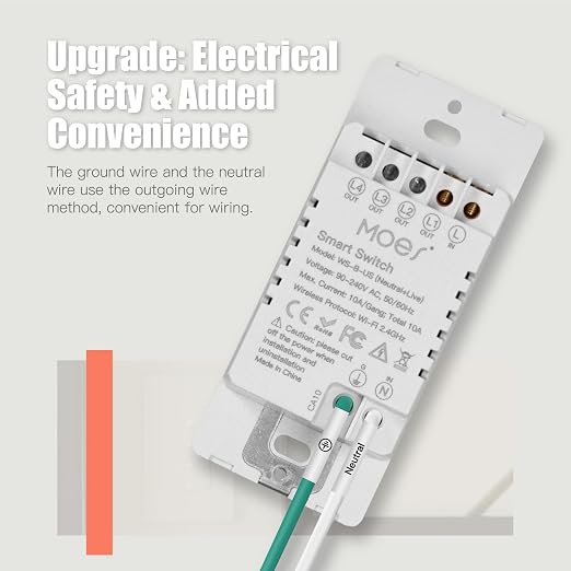 MOES Smart Double Light Switches, 2nd Generation Wi-Fi 2 Gang Single Pole Switch - Image 2