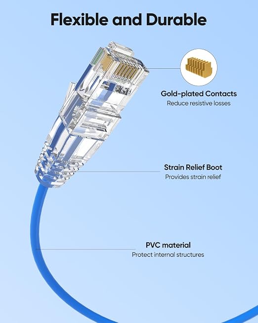 Cat6A 1FT Ethernet Cable Short, Snagless RJ45, Pure Bare Copper Wire - Image 4