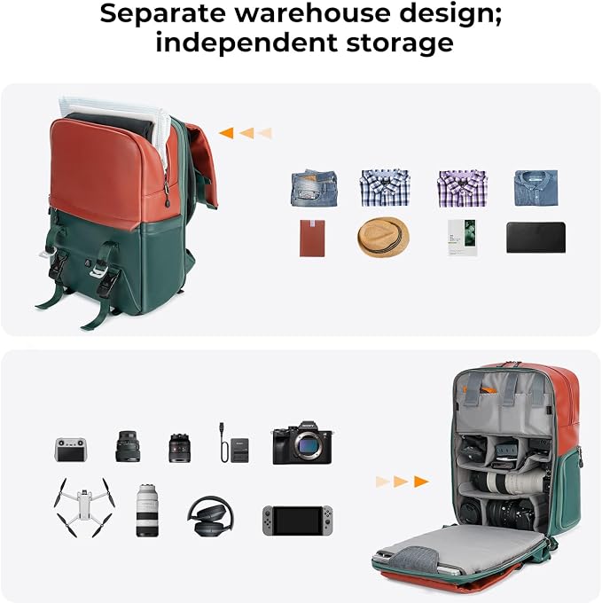 K&F CONCEPT 20L Camera Case for Photographers Large Capacity PU Leather Camera - Image 3