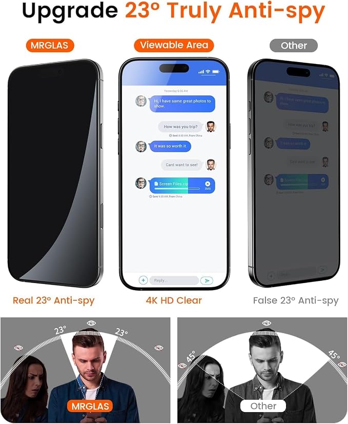 MRGLAS 4-Pack TOP 9H+ Glass for iPhone 16 Privacy Screen Protector UNBREAK - Image 3