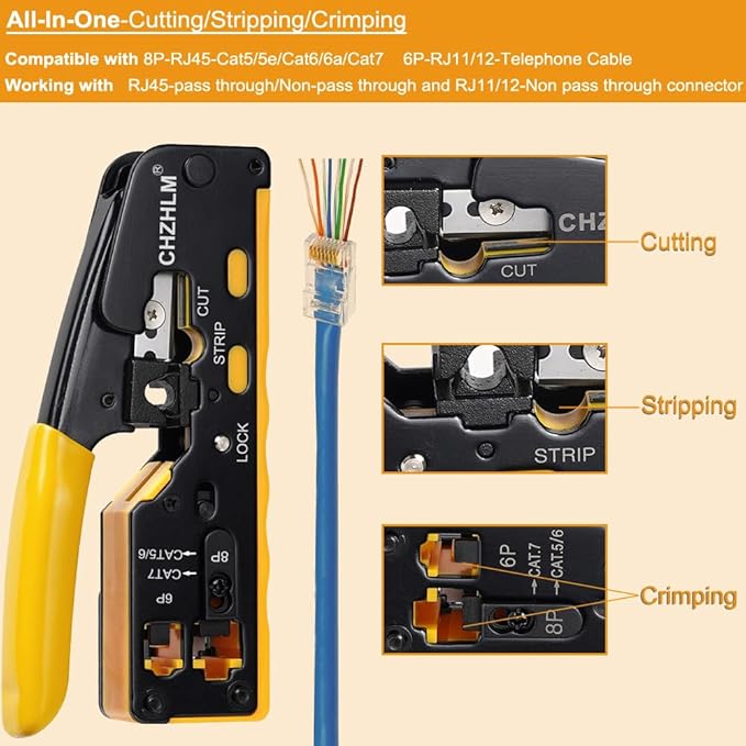 Rj45 Crimp Tool Pass Through Ethernet Crimping Tool kit - Image 2