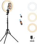 12" Selfie Ring Light with 63" Tripod Stand/Phone Holder, QEUOOIY 20W LED by QEUOOIY