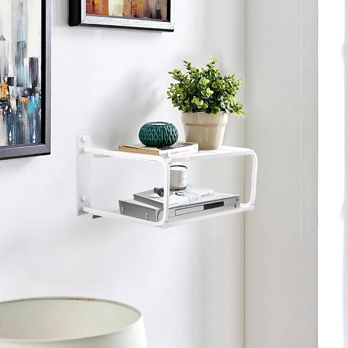 Tookie 2 Layers Projector Shelf, Wall Mount Double Floating Shelf Under TV - Image 2