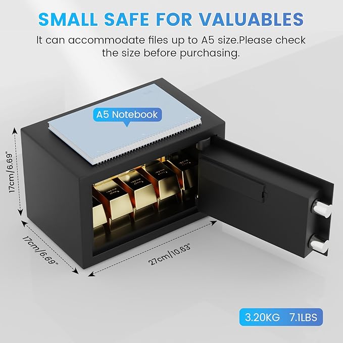 Small Safe for Home, 6.69"H Safe Box - Image 3