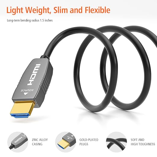 RUIPRO 8K HDMI Fiber Optic Cable CL2 Rated 25 Feet 48Gbps 8K60Hz 4K120Hz - Image 5