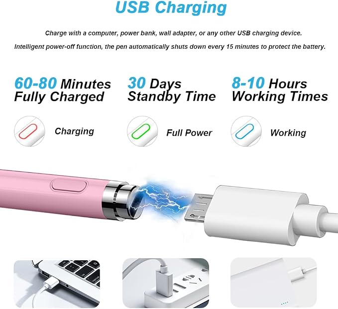 DOGAIN Active Stylus Pen for Touchscreen, iPad Pencil 1.5mm Fine Point Pen - Image 3