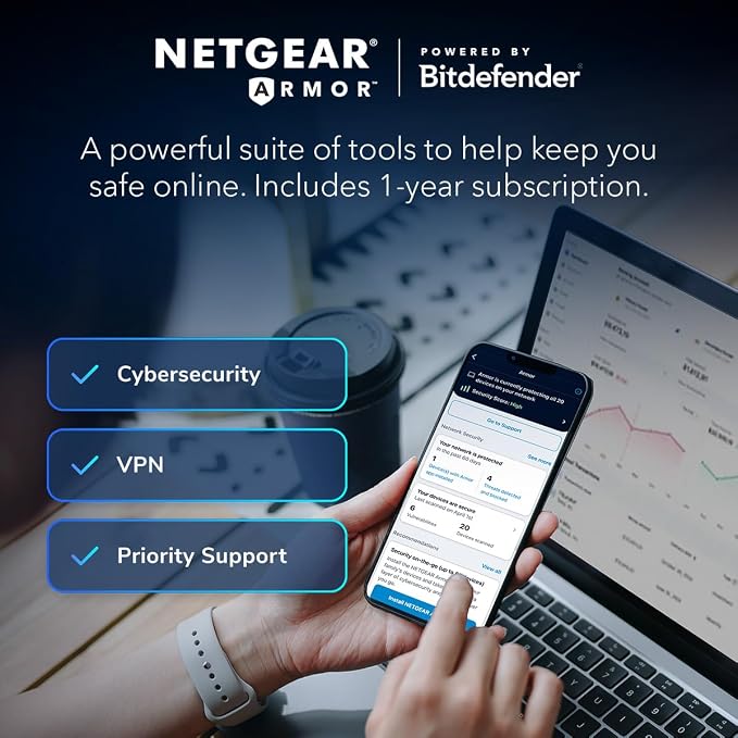 NETGEAR Orbi 970 Series Quad-Band WiFi 7 Router, Security Features, Covers 3 - Image 3