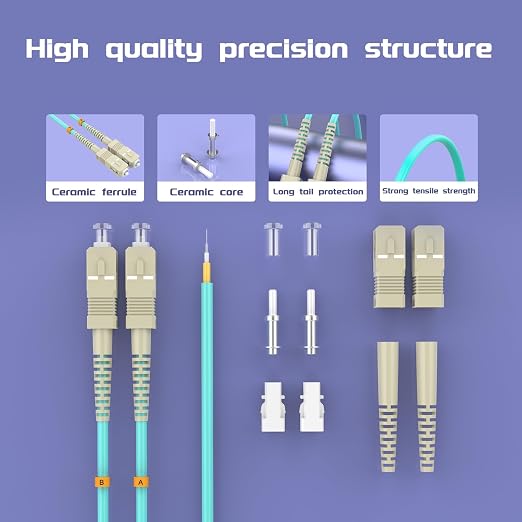 Fiber Patch Cable OM3 SC/UPC to ST/UPC 32ft/10meters, 10Gb/Gigabit MultiMode - Image 4