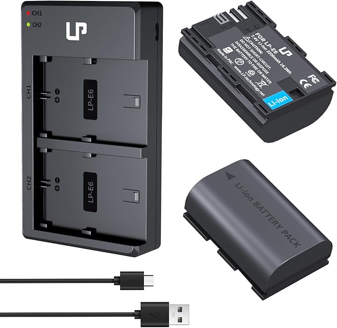 LP LP-E6 E6N Battery Charger Pack, 5D Mark II, 6D Mark II, 7D Mark II, XC10 by LP