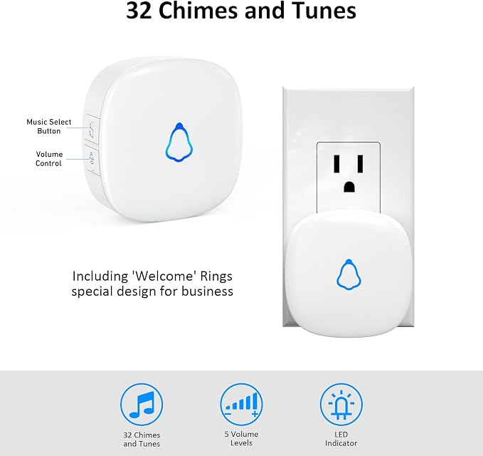 Motion Sensor Door Chime, METAK Wireless Motion Detector Alarm Indoor - Image 3