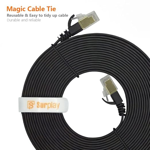 Cat7 20FT Ethernet Cable Flat-Black-10Gbps-600Mhz Internet Network Cord - Image 7