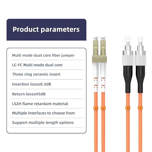 100M/328FT OM1 Fiber Patch Cable, LC/UPC to FC/UPC, 62.5/125μm, 10GB Multimode - Image 4