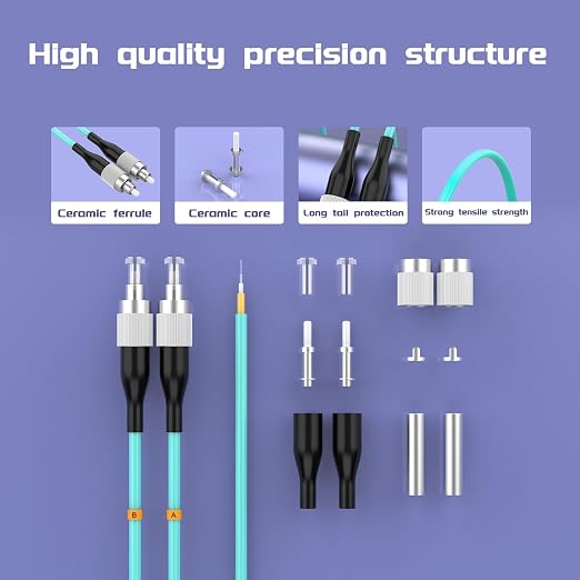 FC/UPC-FC/UPC Fiber Patch Cable OM3 10Meter/32ft 10GB Multimode Jumper Duplex - Image 4