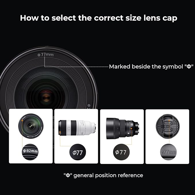 K&F Concept 58mm Lens Cap, 9-in-1 Center Pinch Lens Cover + Anti-Loss Keeper - Image 2