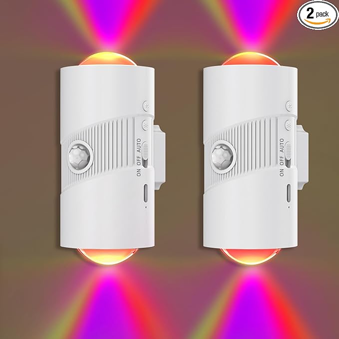 Rechargeable RGB Motion Sensor Night Light, Color Changing LED Wall Lamp by XXMANX