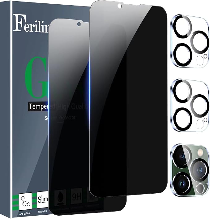 Ferilinso for iPhone 13 Pro Privacy Screen Protector, 2 Pack 9H Anti Spy by Ferilinso