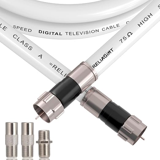 50ft RG6 Coaxial Cable White, 75 Ohm Coax Cable by RELIAGINT
