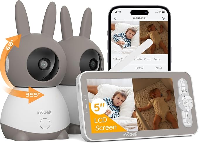 ieGeek 2K Split-Screen Baby Monitor, WiFi Smartphone Video Dual Camera by ieGeek