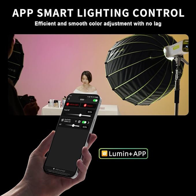 S200BPro 200W COB LED Video Light, 310W Max Bi-Color 2700K-6500K, 000 Lux@1m - Image 7
