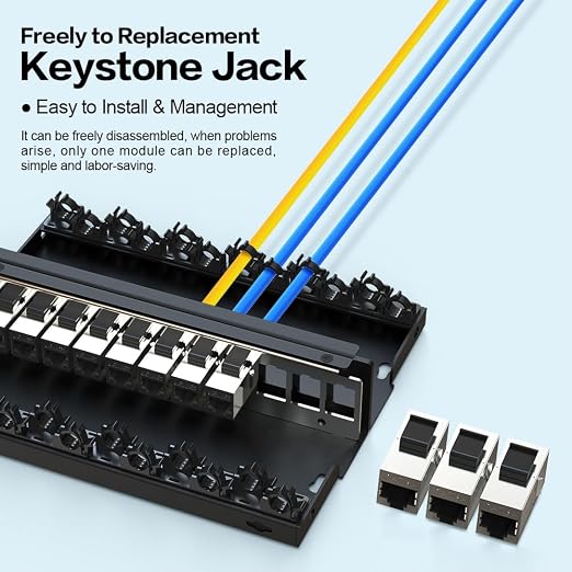 Patch Panel 12 Port Cat6a Keystone Patch Panel STP Shielded Network Patch Patch - Image 4