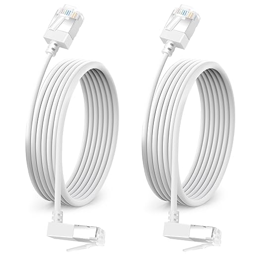 90° Downward Angled Cat 6A Ethernet Ultra Slim Cable 3.3 Feet 2Pack, Flexible by DUTEVOLNS