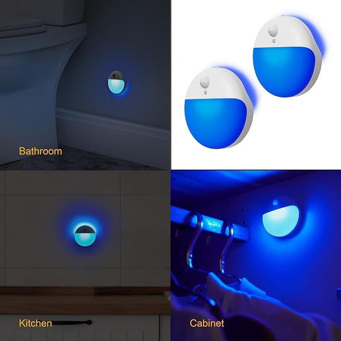 YUNLEX 2 Pack Blue Battery Night Light, Motion Activated Stick on Lights - Image 8