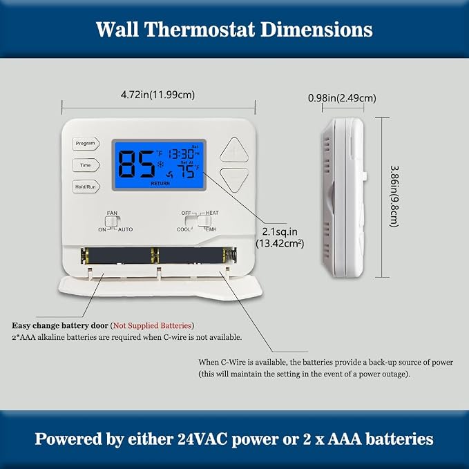 Thermostat for Heat Pump, Programmable Thermostat for Home, Single-Stage Systems - Image 4