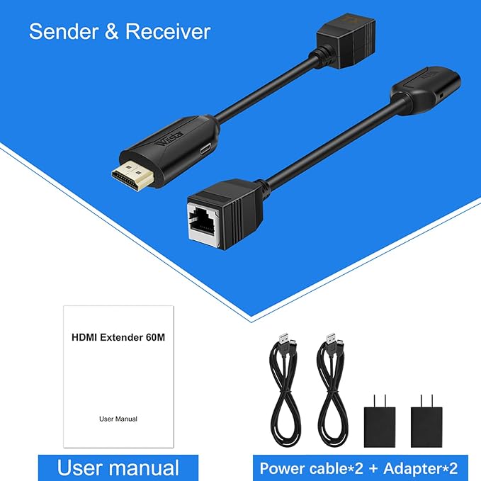 Wiistar HDMI Extender Over Cat5e/6 HDMI to RJ45 Extender Ethernet Network - Image 9