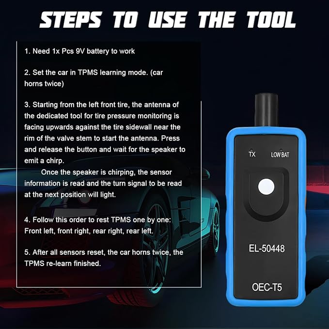 AICEL TPMS Relearn Tool for GM Vehicles, EL-50448 Tire Pressure Monitor Sensor - Image 5