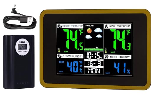 Weather Stations Wireless Indoor Outdoor Thermometer, Color Display Digital by Comfytune