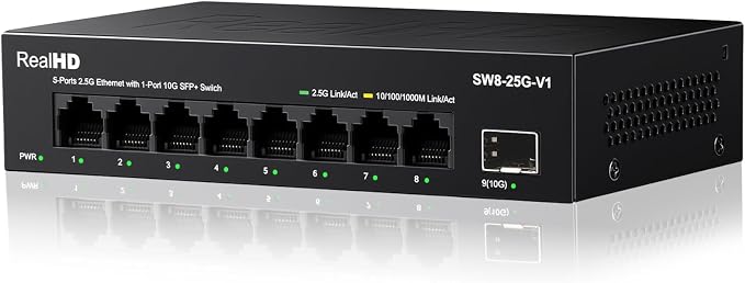 Real HD 8 Port 2.5G Ethernet Switch Unmanaged Network Switch by RealHD