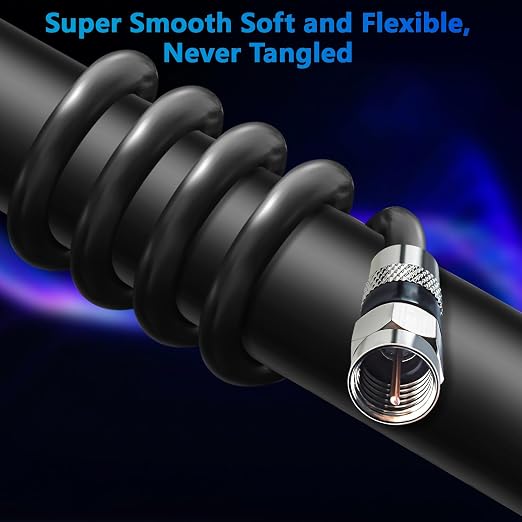 Elecan 10 Ft/2 Pack RG6 Coaxial Coax Cable Connectors Set, Quad Shielded - Image 5